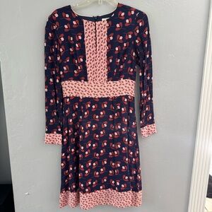 Boden Navy and Pink Floral Daisy Long Sleeve Dress Size 6